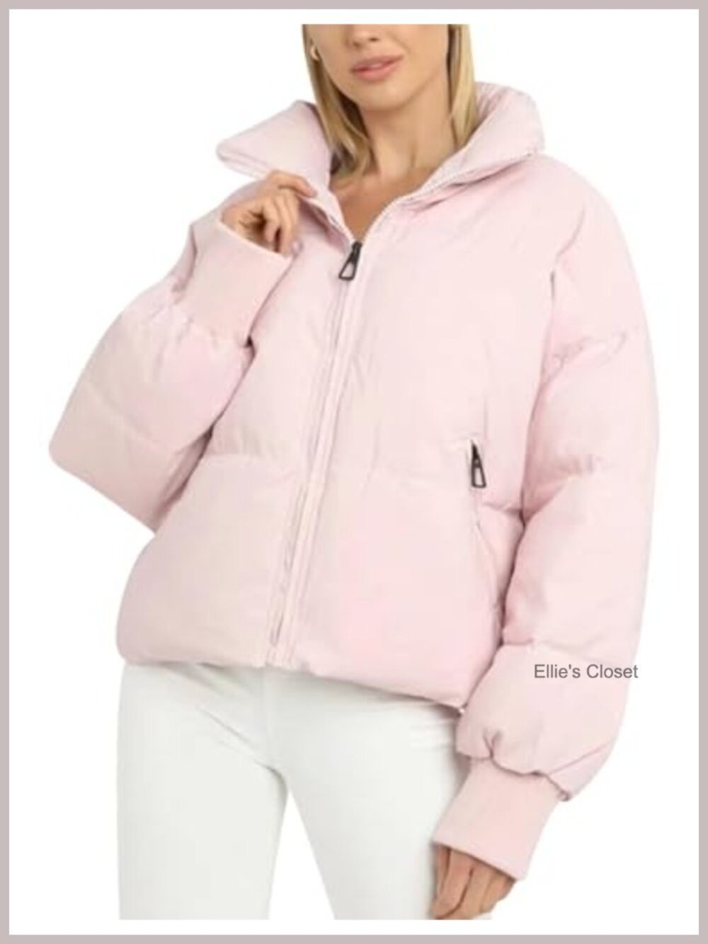 Gihuo Women's Winter Quilted Puffer Jacket Cropped Warm Coat
